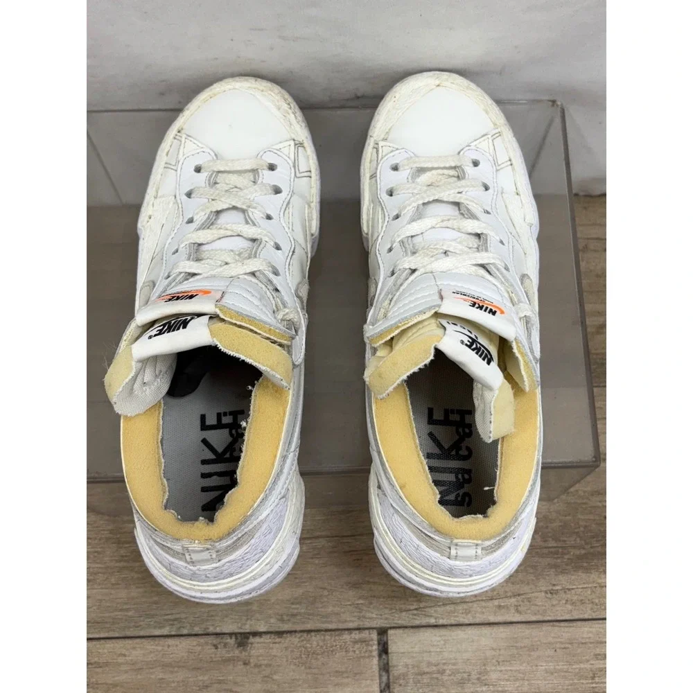 Nike Blazer Low Sacai White Medium Grey Classic Casual‎ Sneakers